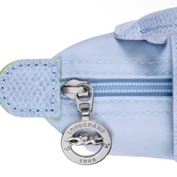 LONGCHAMP Mini Le Pliage Pouch + Strap - Sky Blue - NWT! - Picture 4 of 9